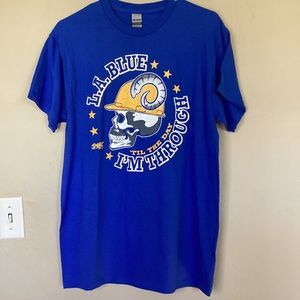 LA Rams Bleed Blue Til Day I'm Through Tshirt Tee Mens Medium M Vintage Look